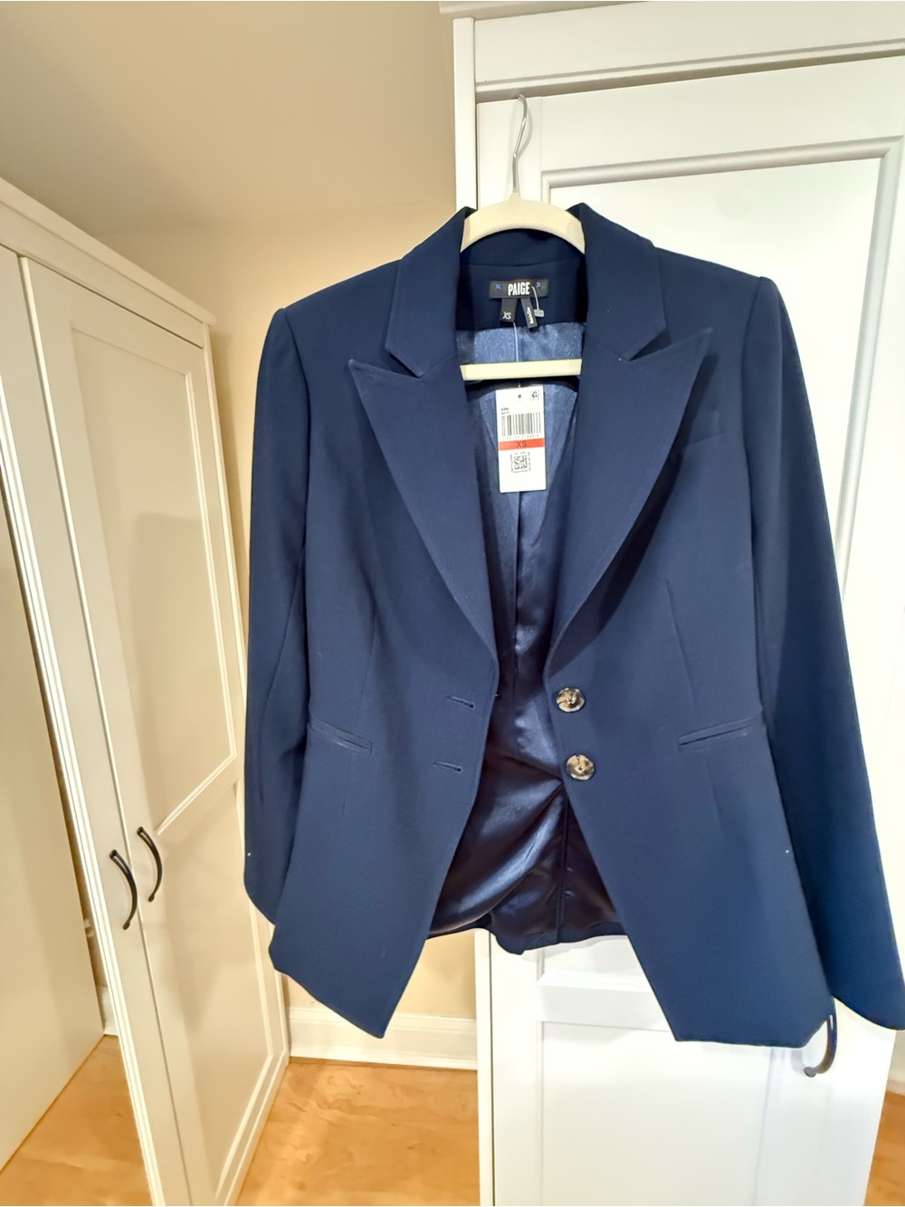 PAIGE Navy Single-Breasted Tailored Blazer